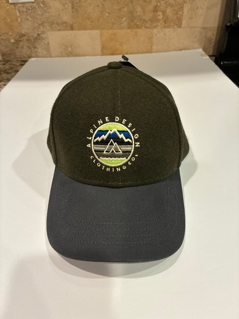 Alpine Design Clothing Co. Men's Faux Melton Patch Cap Olive Gray OSFA NWT